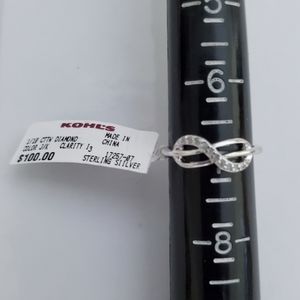 NEW 10 Genuine I3 Diamonds Infinity Ring 925 Sterling Silver Sz 7